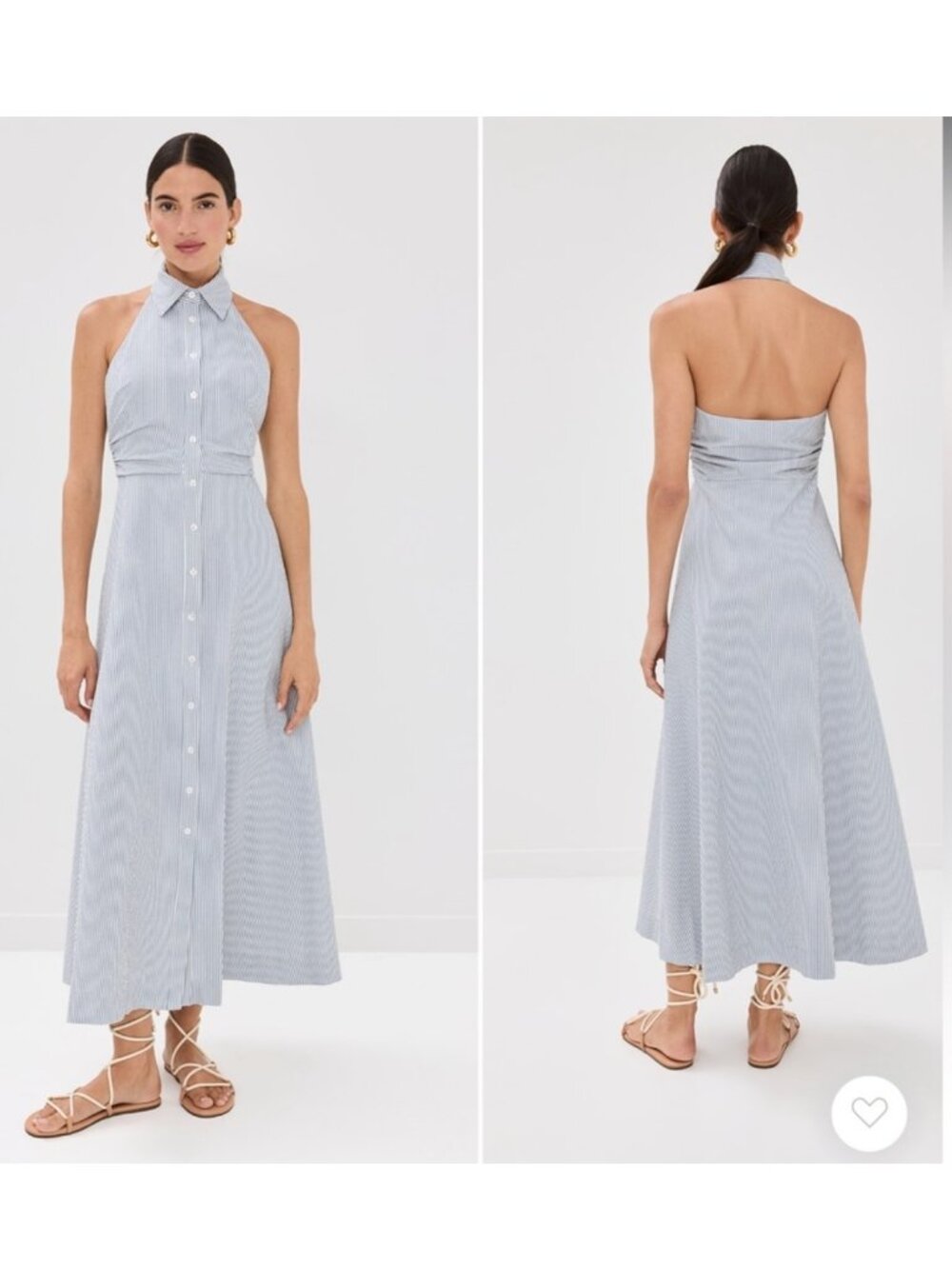 VERONICA BEARD Women's EUC Mackey Seersucker Halter Maxi Dress | Size 16